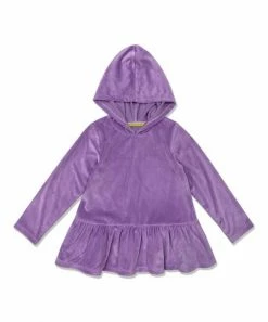 Brand new 🔔 Simply Millie By Millie Loves Lily Purple Ruffle-Hem Velour Hooded Tunic - Infant, Toddler & 👧 Girls For Kids ✨