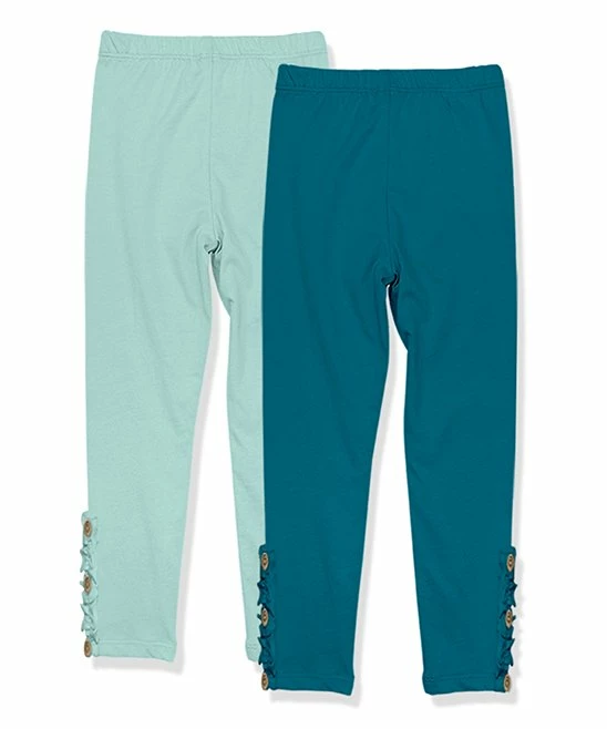 Hot Sale π₯ Millie Loves Lily Mint & Teal Button-Accent Ruffle-Trim Leggings Set - Infant, Toddler & π§ Girls For Kids β 2 Hot Sale π₯ Millie Loves Lily Mint & Teal Button-Accent Ruffle-Trim Leggings Set - Infant, Toddler & π§ Girls For Kids β - Image 2