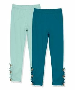 Hot Sale 🔥 Millie Loves Lily Mint & Teal Button-Accent Ruffle-Trim Leggings Set - Infant, Toddler & 👧 Girls For Kids ⌛