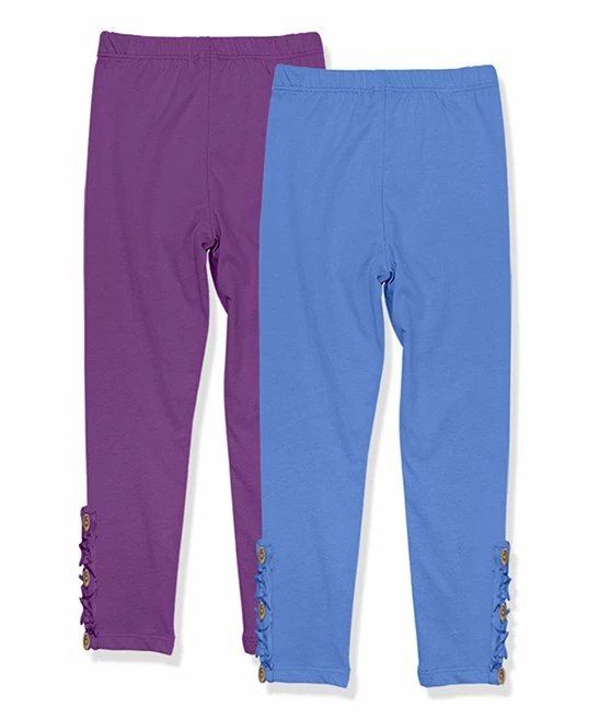 Budget π Millie Loves Lily Marina Blue & Dark Purple Button-Accent Ruffle-Trim Leggings Set - Infant, Toddler & π§ Girls For Kids β 2 Budget π Millie Loves Lily Marina Blue & Dark Purple Button-Accent Ruffle-Trim Leggings Set - Infant, Toddler & π§ Girls For Kids β - Image 2