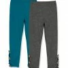 Wholesale 🥰 Millie Loves Lily Teal & Charcoal Heather Button-Accent Ruffle-Trim Leggings Set - Infant, Toddler & 👧 Girls For Kids 🤩