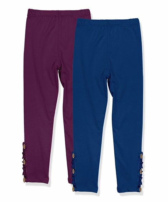 Hot Sale π₯ Millie Loves Lily Navy & Plum Button-Accent Ruffle-Trim Leggings Set - Infant, Toddler & π§ Girls For Kids β€οΈ 2 Hot Sale π₯ Millie Loves Lily Navy & Plum Button-Accent Ruffle-Trim Leggings Set - Infant, Toddler & π§ Girls For Kids β€οΈ - Image 2