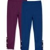 Hot Sale 🔥 Millie Loves Lily Navy & Plum Button-Accent Ruffle-Trim Leggings Set - Infant, Toddler & 👧 Girls For Kids ❤️