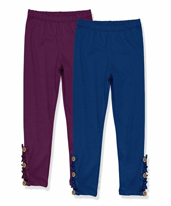 Hot Sale π₯ Millie Loves Lily Navy & Plum Button-Accent Ruffle-Trim Leggings Set - Infant, Toddler & π§ Girls For Kids β€οΈ 1 Hot Sale π₯ Millie Loves Lily Navy & Plum Button-Accent Ruffle-Trim Leggings Set - Infant, Toddler & π§ Girls For Kids β€οΈ