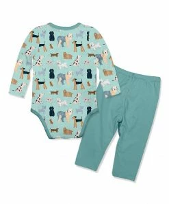 Outlet 🔥 Little Millie Mint 🐶 Dog Bodysuit & Nile Blue Leggings - Infant For Baby & Maternity 🎁 -Little Millie-shop zu110047875 alt 2 tm1667392324