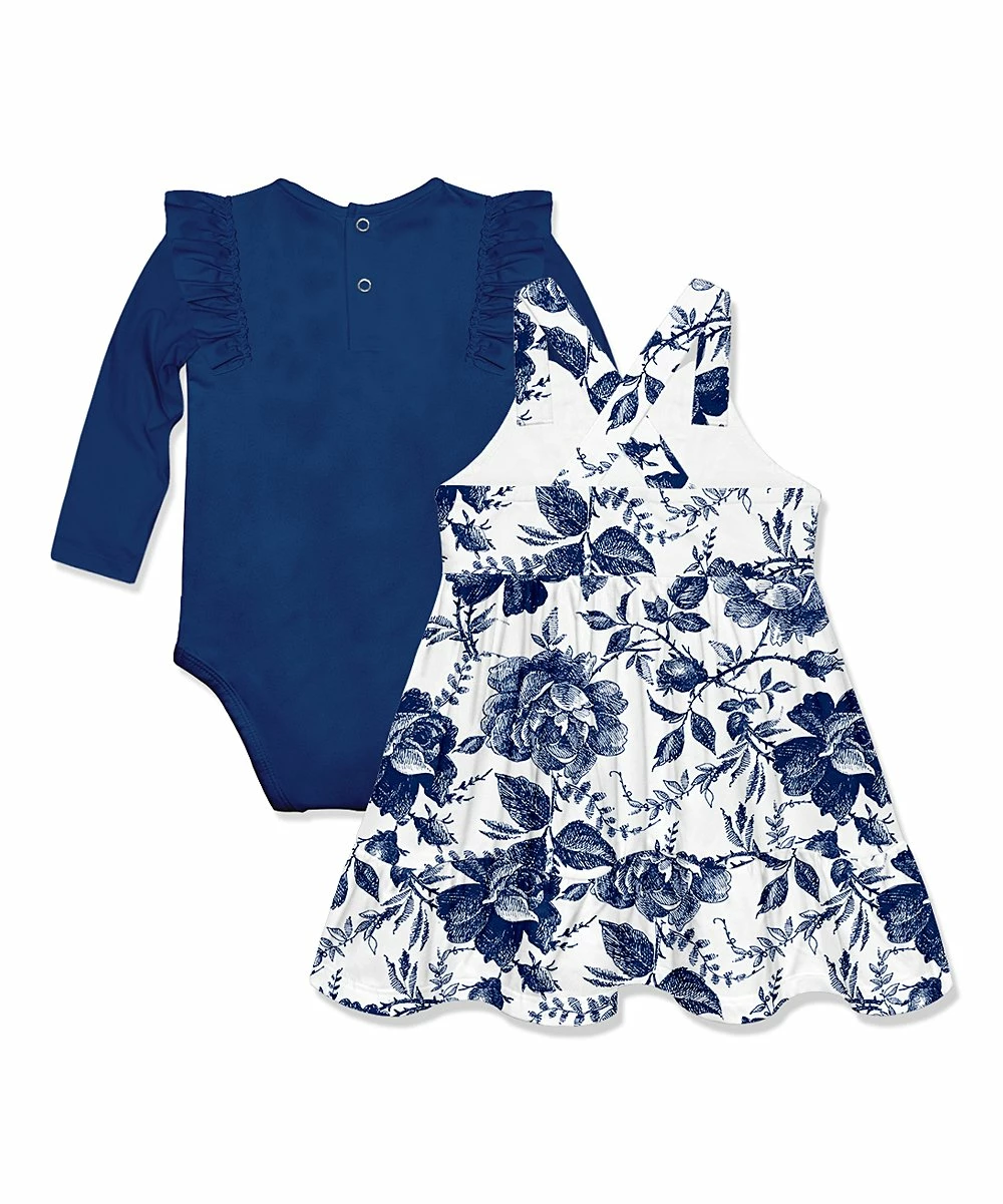 Best Sale π Little Millie Navy Long-Sleeve Bodysuit & Toile Flower Pocket Jumper - Infant & Toddler For Kids π 3 Best Sale π Little Millie Navy Long-Sleeve Bodysuit & Toile Flower Pocket Jumper - Infant & Toddler For Kids π - Image 3