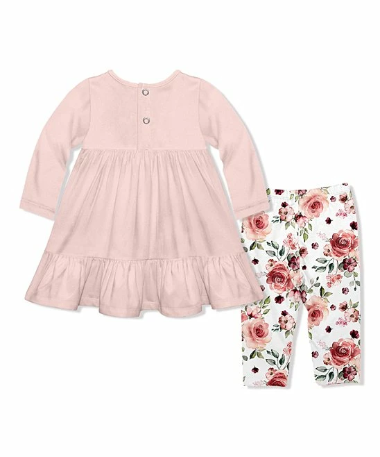 Brand new π Little Millie Light Pink Long-Sleeve Babydoll π Dress & White Ruby Floral Leggings - Infant & Toddler For Kids π 3 Brand new π Little Millie Light Pink Long-Sleeve Babydoll π Dress & White Ruby Floral Leggings - Infant & Toddler For Kids π - Image 3