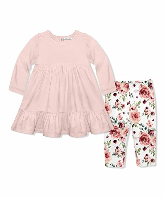 Brand new π Little Millie Light Pink Long-Sleeve Babydoll π Dress & White Ruby Floral Leggings - Infant & Toddler For Kids π 1 Brand new π Little Millie Light Pink Long-Sleeve Babydoll π Dress & White Ruby Floral Leggings - Infant & Toddler For Kids π