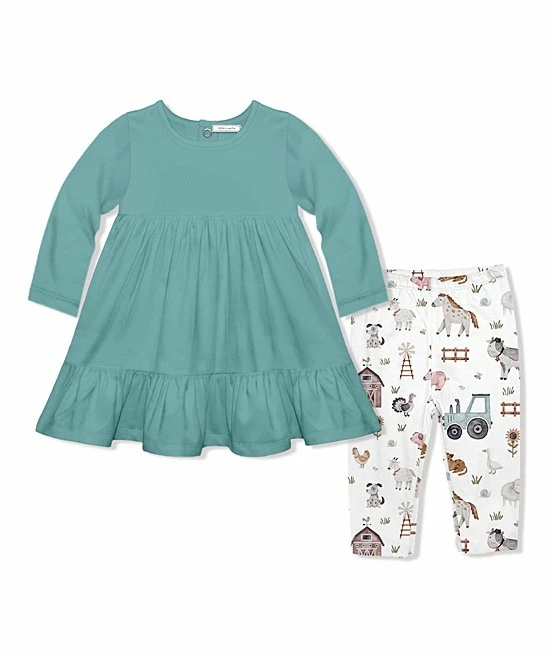 Best Sale π Little Millie Nile Blue Long-Sleeve Babydoll π Dress & White Baby Farm Animals Leggings - Infant & Toddler For Kids βοΈ 1 Best Sale π Little Millie Nile Blue Long-Sleeve Babydoll π Dress & White Baby Farm Animals Leggings - Infant & Toddler For Kids βοΈ