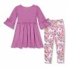 Outlet 🎉 Millie Loves Lily Violet Bow Bell-Sleeve A-Line 👗 Dress & Pink Darling Unicorn Leggings - Infant, Toddler & 👧 Girls For Kids ⌛