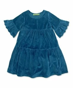 Buy ⭐ Millie Loves Lily Midnight Velour Tiered Trumpet-Sleeve A-Line 👗 Dress - Infant, Toddler & 👧 Girls For Kids 🥰