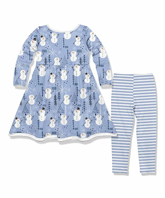 Outlet 𧨠Millie Loves Lily Periwinkle Snowmen Forest Pocket A-Line π Dress & Stripe Leggings - Infant, Toddler & π§ Girls For Kids β¨ 2 Outlet 𧨠Millie Loves Lily Periwinkle Snowmen Forest Pocket A-Line π Dress & Stripe Leggings - Infant, Toddler & π§ Girls For Kids β¨ - Image 2