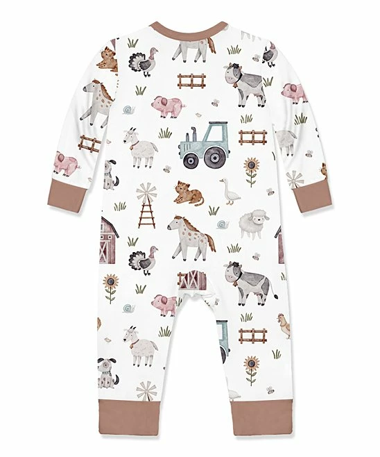 Outlet π Little Millie White & Brown Baby Farm Animal Zip-Up Playsuit - Infant For Baby & Maternity β€οΈ 3 Outlet π Little Millie White & Brown Baby Farm Animal Zip-Up Playsuit - Infant For Baby & Maternity β€οΈ - Image 3