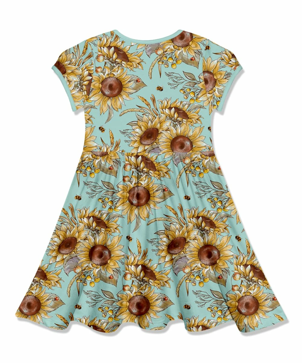Best deal π Millie Loves Lily Mint Sunflower & Ladybug Bow-Waist Cap-Sleeve A-Line π Dress - Infant, Toddler & π§ Girls For Kids β 3 Best deal π Millie Loves Lily Mint Sunflower & Ladybug Bow-Waist Cap-Sleeve A-Line π Dress - Infant, Toddler & π§ Girls For Kids β - Image 3