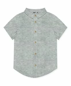 Flash Sale 💯 Millie & Maxx Heather Gray Short-Sleeve Button-Up - Toddler & Boys For Kids ⭐