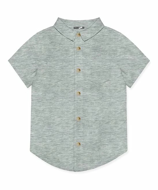 Flash Sale π― Millie & Maxx Heather Gray Short-Sleeve Button-Up - Toddler & Boys For Kids β 1 Flash Sale π― Millie & Maxx Heather Gray Short-Sleeve Button-Up - Toddler & Boys For Kids β