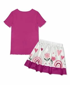 Buy 🔔 Millie Loves Lily Rose Violet Ribbed Crewneck Top & White Heart Border A-Line 👗 Skirt - Toddler & 👧 Girls For Kids 😉 -Little Millie-shop zu110322327 alt 2 tm1667424107
