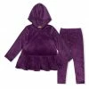 Outlet ✨ Millie Loves Lily Plum Ruffle-Hem Velour Hooded Tunic & Leggings - Infant, Toddler & 👧 Girls For Kids 🧨