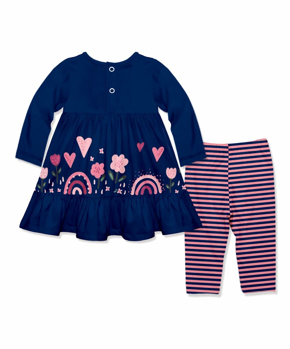 Best reviews of β Little Millie Navy Heart Border Long-Sleeve Babydoll π Dress & Stripe Leggings - Infant & Toddler For Kids π 3 Best reviews of β Little Millie Navy Heart Border Long-Sleeve Babydoll π Dress & Stripe Leggings - Infant & Toddler For Kids π - Image 3