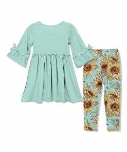 Cheap ✔️ Millie Loves Lily Mint Bow-Sleeve A-Line 👗 Dress & Sunflower & Ladybug Leggings - Infant, Toddler & 👧 Girls For Kids 🤩 -Little Millie-shop zu110333621 alt 2 tm1667424534