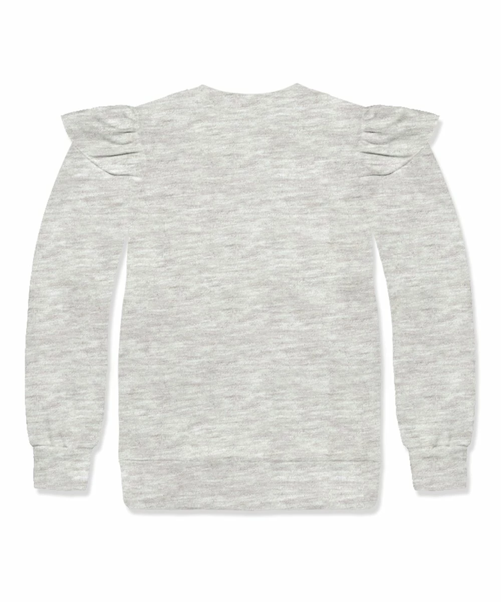 Best Sale 𧨠Millie Loves Lily Heather Gray Girl Flower Angel-Sleeve Sweatshirt - Infant, Toddler & π§ Girls For Kids π 3 Best Sale 𧨠Millie Loves Lily Heather Gray Girl Flower Angel-Sleeve Sweatshirt - Infant, Toddler & π§ Girls For Kids π - Image 3