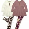 Cheapest 👍 Millie Loves Lily Plum Floral Earth Button-Front Long-Sleeve Top & Leggings Set - Infant, Toddler & 👧 Girls For Kids 👏