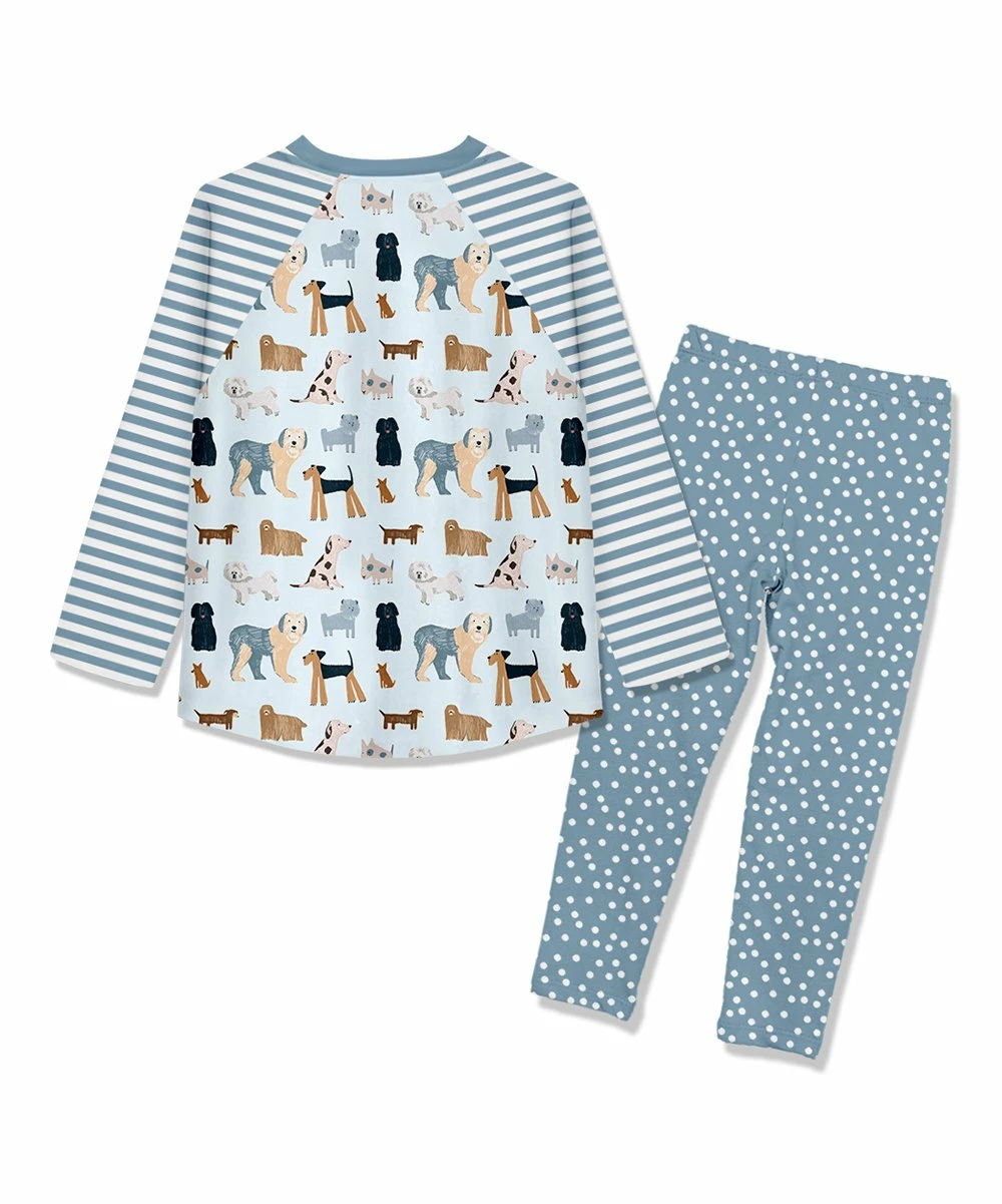 Discount 🔔 Millie Loves Lily Pale Blue 🦮 Doggie 🦮 Dog Long-Sleeve Raglan Tee & Polka Dot Leggings - Infant, Toddler & 👧 Girls For Kids 😉 3 Discount 🔔 Millie Loves Lily Pale Blue 🦮 Doggie 🦮 Dog Long-Sleeve Raglan Tee & Polka Dot Leggings - Infant, Toddler & 👧 Girls For Kids 😉 - Image 3