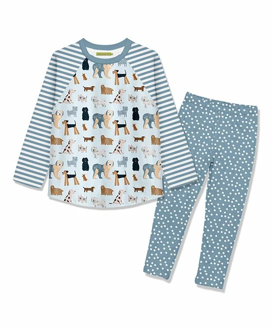 Discount 🔔 Millie Loves Lily Pale Blue 🦮 Doggie 🦮 Dog Long-Sleeve Raglan Tee & Polka Dot Leggings - Infant, Toddler & 👧 Girls For Kids 😉 1 Discount 🔔 Millie Loves Lily Pale Blue 🦮 Doggie 🦮 Dog Long-Sleeve Raglan Tee & Polka Dot Leggings - Infant, Toddler & 👧 Girls For Kids 😉