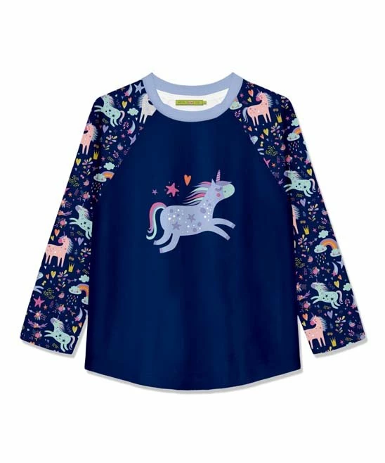 Discount π Millie Loves Lily Navy Unicorn Playground Long-Sleeve Raglan Tee - Infant, Toddler & π§ Girls For Kids π 1 Discount π Millie Loves Lily Navy Unicorn Playground Long-Sleeve Raglan Tee - Infant, Toddler & π§ Girls For Kids π