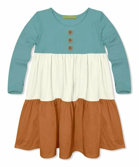 Flash Sale π Simply Millie By Millie Loves Lily Nile Blue & Rust Button-Front Long-Sleeve Tiered π Dress - Infant, Toddler & π§ Girls For Kids π― 1 Flash Sale π Simply Millie By Millie Loves Lily Nile Blue & Rust Button-Front Long-Sleeve Tiered π Dress - Infant, Toddler & π§ Girls For Kids π―