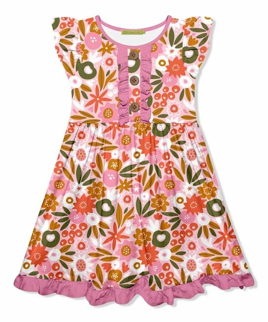 Budget π Millie Loves Lily Pink Optic Floral Button-Front Angel-Sleeve π Dress - Infant, Toddler & π§ Girls For Kids π 1 Budget π Millie Loves Lily Pink Optic Floral Button-Front Angel-Sleeve π Dress - Infant, Toddler & π§ Girls For Kids π