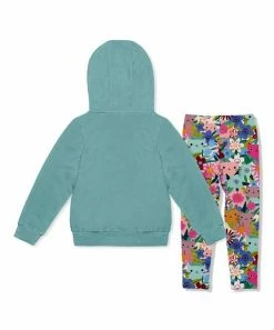 Coupon 😉 Millie Loves Lily Nile Blue Waffle-Knit Pocket Hoodie & Kitten Floral Leggings - Infant, Toddler & 👧 Girls For Kids 😀 -Little Millie-shop zu110531366 alt 2 tm1668453079