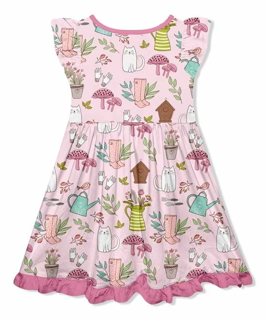 Best Sale π― Millie Loves Lily Pink Garden Button-Front Angel-Sleeve π Dress - Infant, Toddler & π§ Girls For Kids π 3 Best Sale π― Millie Loves Lily Pink Garden Button-Front Angel-Sleeve π Dress - Infant, Toddler & π§ Girls For Kids π - Image 3