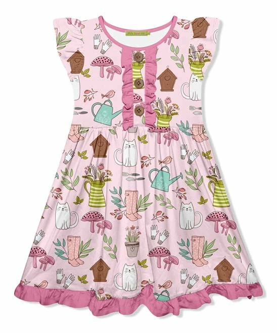 Best Sale π― Millie Loves Lily Pink Garden Button-Front Angel-Sleeve π Dress - Infant, Toddler & π§ Girls For Kids π 1 Best Sale π― Millie Loves Lily Pink Garden Button-Front Angel-Sleeve π Dress - Infant, Toddler & π§ Girls For Kids π