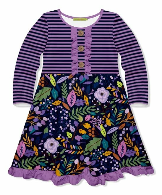 Budget π€© Millie Loves Lily Navy & Purple Winter Foliage Button-Front π Dress - Infant, Toddler & π§ Girls For Kids β 1 Budget π€© Millie Loves Lily Navy & Purple Winter Foliage Button-Front π Dress - Infant, Toddler & π§ Girls For Kids β