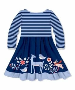 Cheap 😀 Millie Loves Lily Navy Darling Deer Border Button-Front A-Line 👗 Dress - Infant, Toddler & 👧 Girls For Kids 🤩 -Little Millie-shop zu110541806 alt 2 tm1668453079