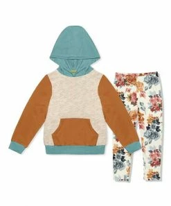 Cheapest 🌟 Millie Loves Lily Oatmeal Heather Waffle-Knit Pocket Hoodie & Autumn Florals Leggings - Infant, Toddler & 👧 Girls For Kids 🎉