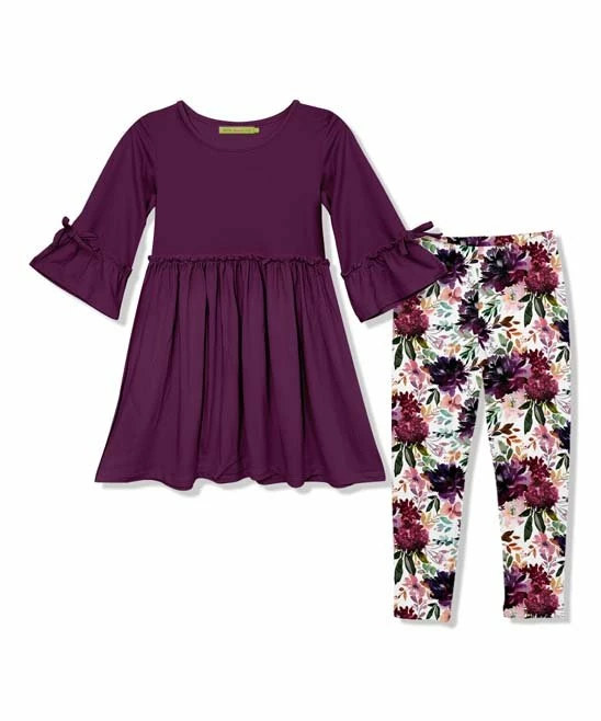 Best Pirce β¨ Millie Loves Lily Plum Bow-Sleeve A-Line π Dress & Floral Glory Leggings - Infant, Toddler & π§ Girls For Kids π 1 Best Pirce β¨ Millie Loves Lily Plum Bow-Sleeve A-Line π Dress & Floral Glory Leggings - Infant, Toddler & π§ Girls For Kids π