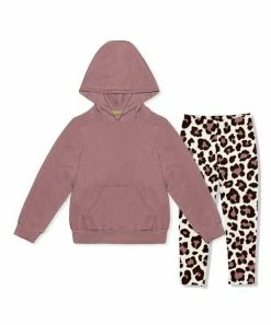 Top 10 🎉 Millie Loves Lily Nostalgia Rose Waffle-Knit Pocket Hoodie & Simply Leopard Leggings - Infant, Toddler & 👧 Girls For Kids 🧨