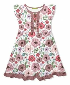 Promo ✨ Millie Loves Lily White Roses Button-Front Angel-Sleeve 👗 Dress - Infant, Toddler & 👧 Girls For Kids ✨