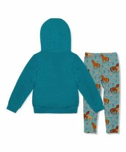 Coupon 🔥 Millie Loves Lily Teal Waffle-Knit Pocket Hoodie & Pony Flower Leggings - Infant, Toddler & 👧 Girls For Kids 🧨 -Little Millie-shop zu110542007 alt 2 tm1668453763