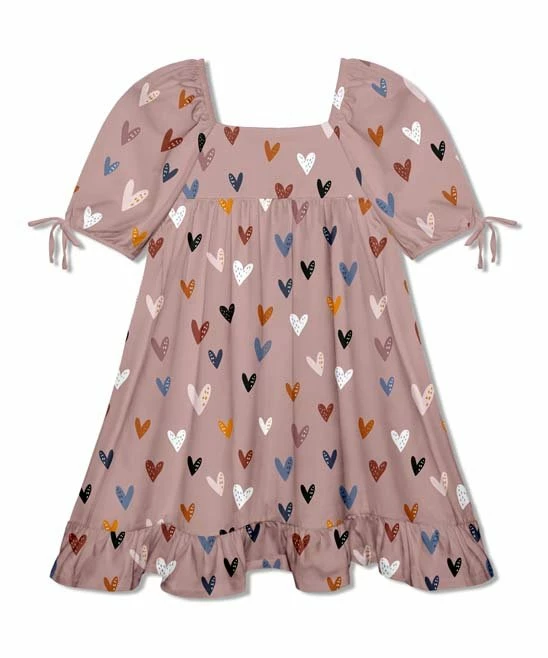 Top 10 π Millie Loves Lily Mauve Hearts Puff-Sleeve Ruffle-Hem A-Line π Dress - Toddler & π§ Girls For Kids π 3 Top 10 π Millie Loves Lily Mauve Hearts Puff-Sleeve Ruffle-Hem A-Line π Dress - Toddler & π§ Girls For Kids π - Image 3