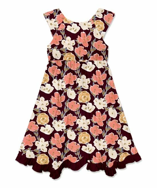 Promo π Millie Loves Lily Plum Floral Graphic Ruffle Chiffon Angel-Sleeve π Dress - Infant, Toddler & π§ Girls For Kids π 3 Promo π Millie Loves Lily Plum Floral Graphic Ruffle Chiffon Angel-Sleeve π Dress - Infant, Toddler & π§ Girls For Kids π - Image 3
