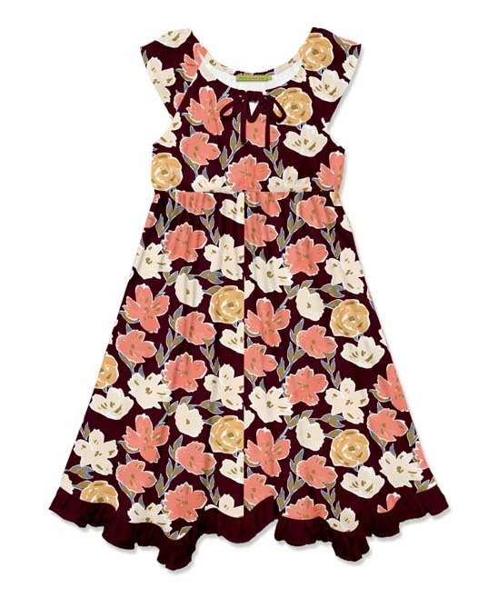 Promo π Millie Loves Lily Plum Floral Graphic Ruffle Chiffon Angel-Sleeve π Dress - Infant, Toddler & π§ Girls For Kids π 1 Promo π Millie Loves Lily Plum Floral Graphic Ruffle Chiffon Angel-Sleeve π Dress - Infant, Toddler & π§ Girls For Kids π