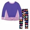 Cheap ✨ Millie Loves Lily Blue Iris Ruffle-Hem French Terry Sweater & Graphic Hearts Leggings - Infant, Toddler & 👧 Girls For Kids 🎉
