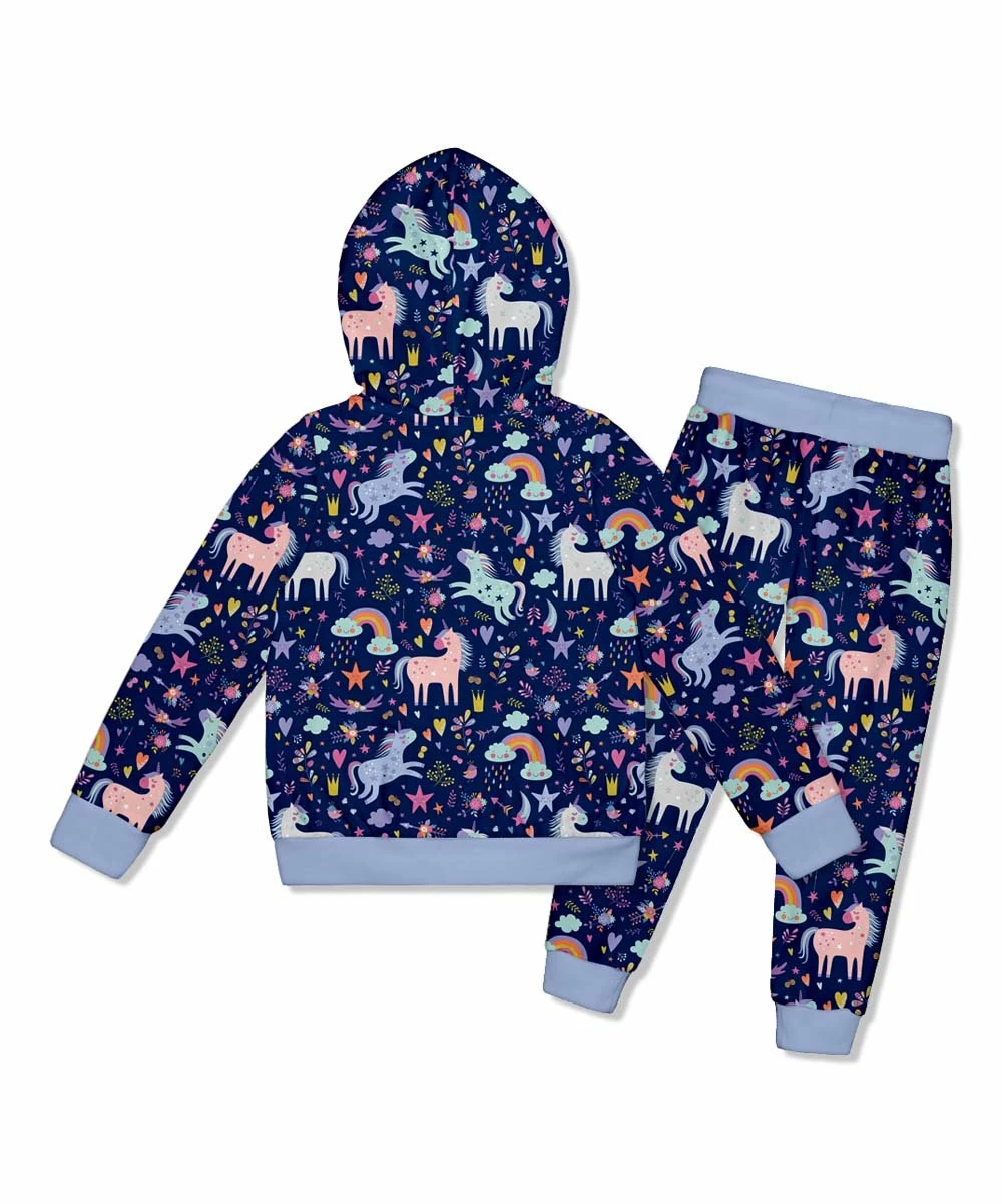 Deals π Millie Loves Lily Navy Unicorn Playground Ruffle Velour Zip-Front Hoodie & Joggers - Toddler & π§ Girls For Kids π 3 Deals π Millie Loves Lily Navy Unicorn Playground Ruffle Velour Zip-Front Hoodie & Joggers - Toddler & π§ Girls For Kids π - Image 3