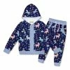 Deals 🔔 Millie Loves Lily Navy Unicorn Playground Ruffle Velour Zip-Front Hoodie & Joggers - Toddler & 👧 Girls For Kids 🎁