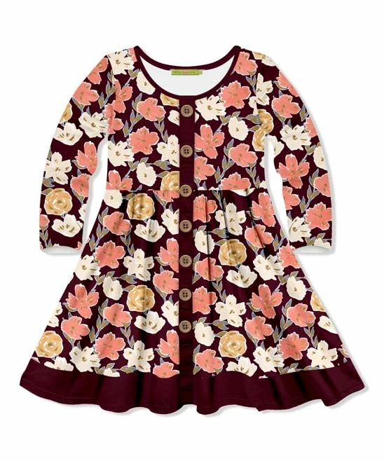 Budget 𧨠Millie Loves Lily Plum Floral Graphic Button-Front A-Line π Dress - Infant, Toddler & π§ Girls For Kids π 1 Budget 𧨠Millie Loves Lily Plum Floral Graphic Button-Front A-Line π Dress - Infant, Toddler & π§ Girls For Kids π