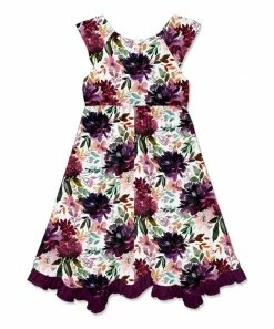 Cheapest 🎁 Millie Loves Lily White & Plum Floral Glory Ruffle Chiffon Angel-Sleeve 👗 Dress - Infant, Toddler & 👧 Girls For Kids 🔔 -Little Millie-shop zu110553978 alt 2 tm1668452716
