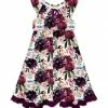 Cheapest 🎁 Millie Loves Lily White & Plum Floral Glory Ruffle Chiffon Angel-Sleeve 👗 Dress - Infant, Toddler & 👧 Girls For Kids 🔔